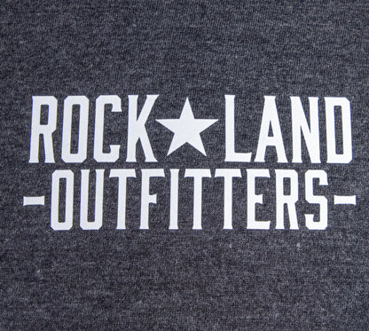 Heathered Gray Rock Land Outfitters Logo On A SoftStyle, Short Sleeve T-Shirt