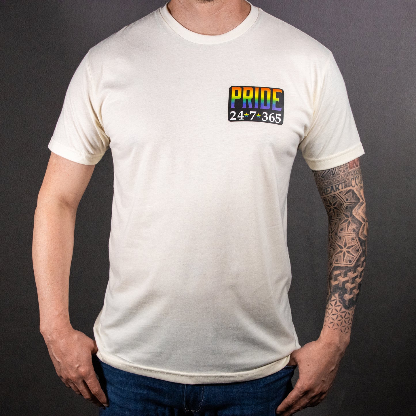 "Pride 24/7/365" Short Sleeve T-Shirt In Light Tan