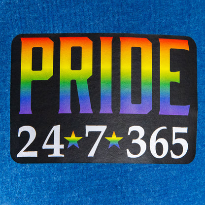 "Pride 24/7/236" Short Sleeve T-Shirt In Heather Blue