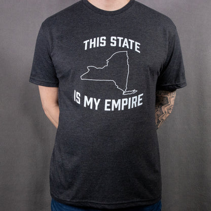 Dark Heather "This State Is My Empire" on a Softstyle, Short Sleeved Tee