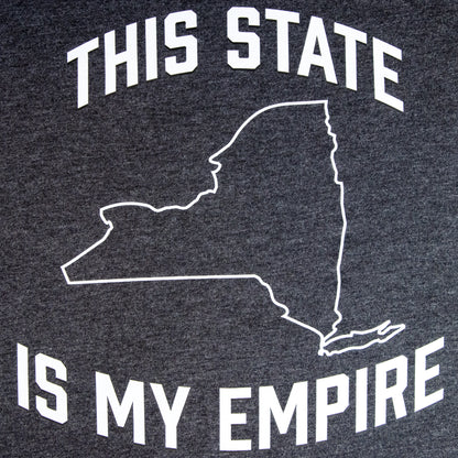 Dark Heather "This State Is My Empire" on a Softstyle, Short Sleeved Tee