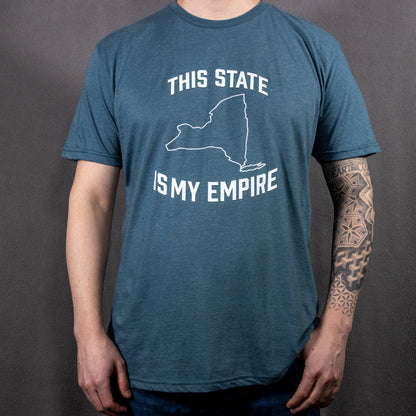 Steel Blue "This State Is My Empire" on a SoftStyle, Short Sleeved Tee